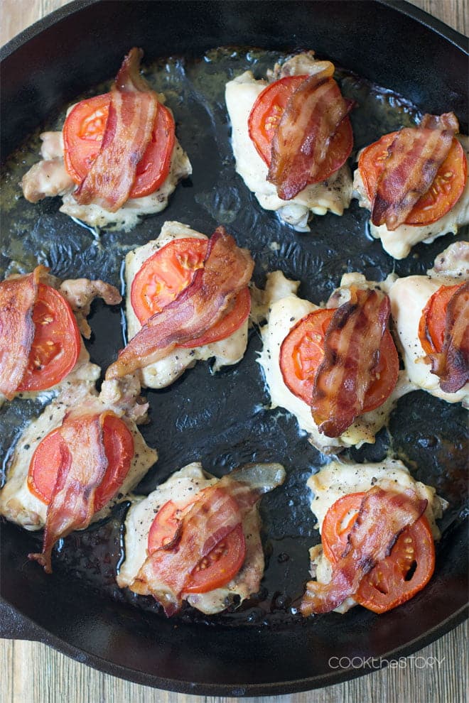 BLT Chicken Cooking in a pan.